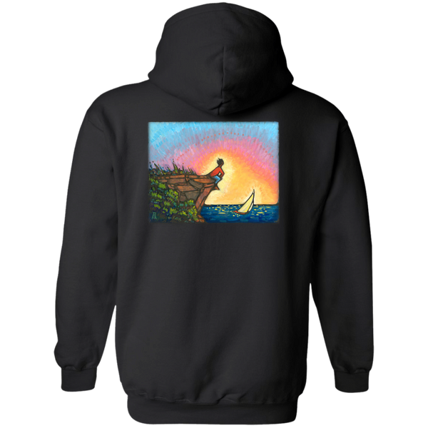 "The Adventurer" - printed on the back - Pullover Hoodie 8 oz