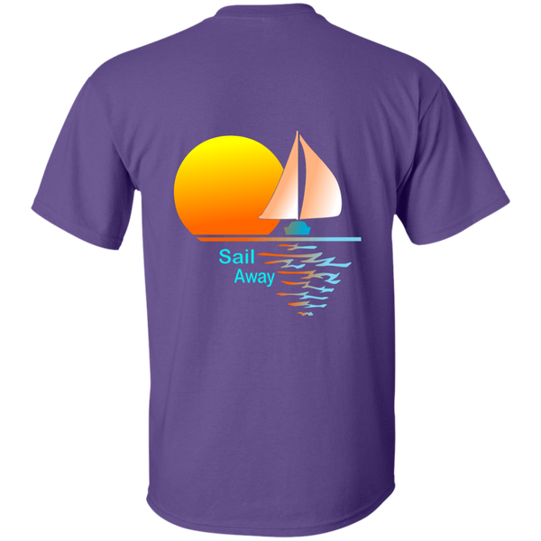 Sail Away printed on the back of a Custom Ultra Cotton T-Shirt
